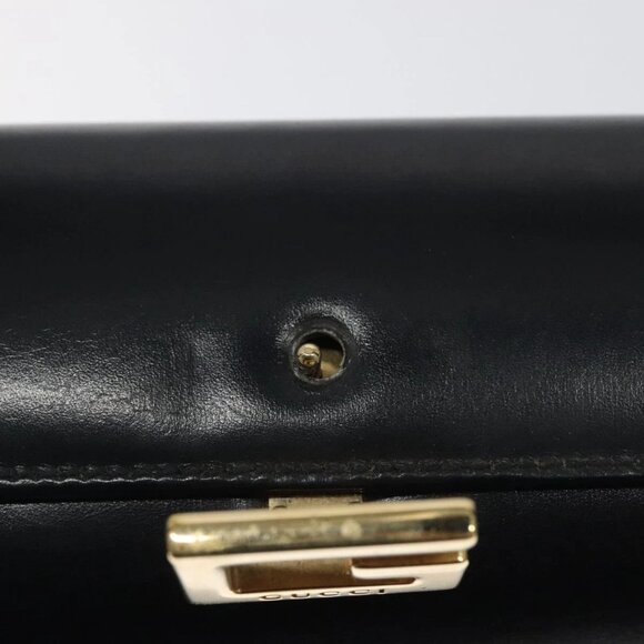 GUCCI Hand Bag Leather Navy Gold 000 1448 1269 Auth am8346 - Picture 10 of 14